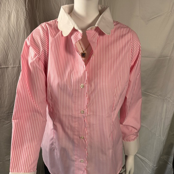 GRETCHEN SCOTT Designs ‘Pique All Day’ Pinstripe Shirt - NWT - Picture 5 of 9